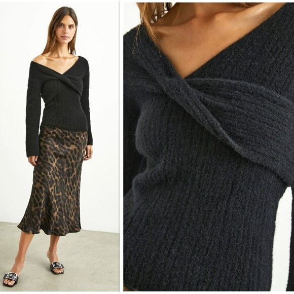NEW Rails Alpaca Florence Sweater Size XS Black Off the Shoulder - Picture 1 of 7